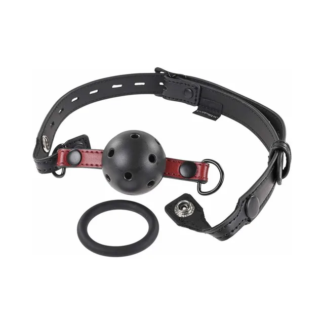Black Saffron gag with perforated ball and spare ring