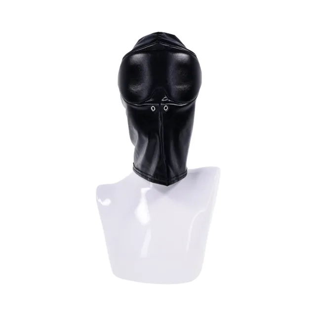 Front mannequin view of black Sportsheets Edge Blackout Hood