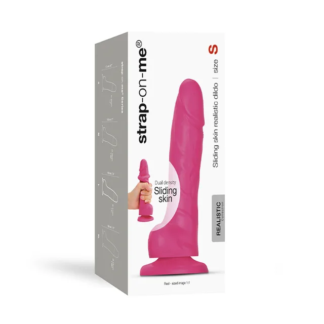 Fuchsia size S Strap-On-Me Sliding Skin dildo retail box
