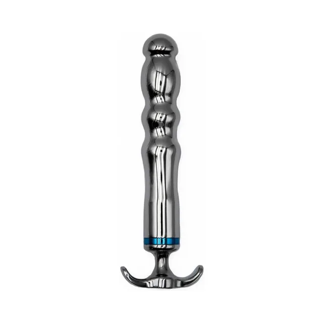 Upright front view of segmented chrome metal wand