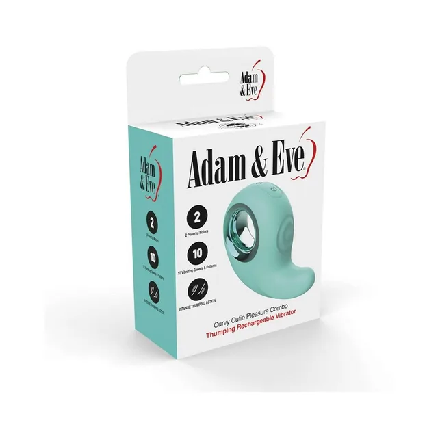 Adam & Eve Curvy Cutie aqua vibrator in white and aqua retail box