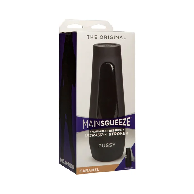 Doc Johnson Main Squeeze Original Caramel Masturbator tall white retail carton
