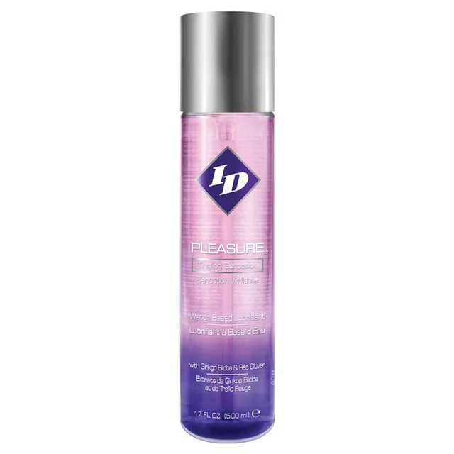 ID Pleasure Clear Lubricant 17 oz large transparent bottle with silver pump top