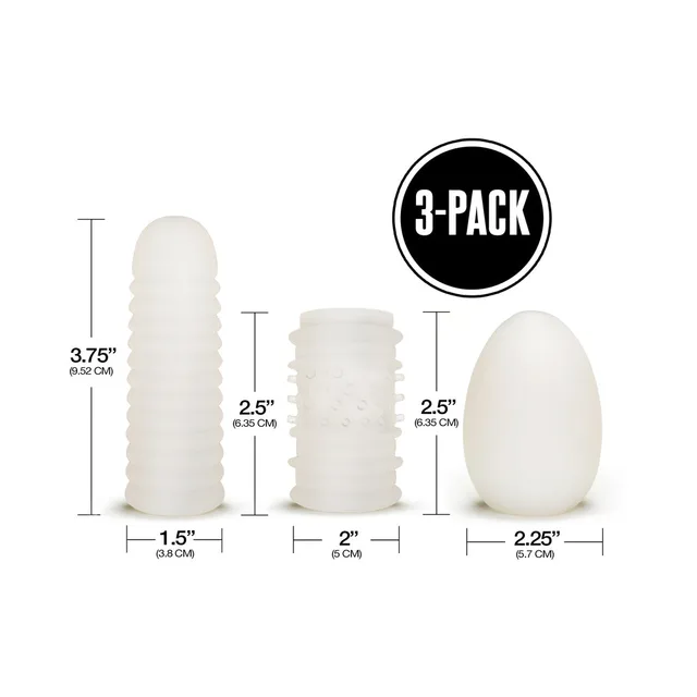 dimension graphic for tall ribbed sleeve, wide cuff and smooth TPE egg