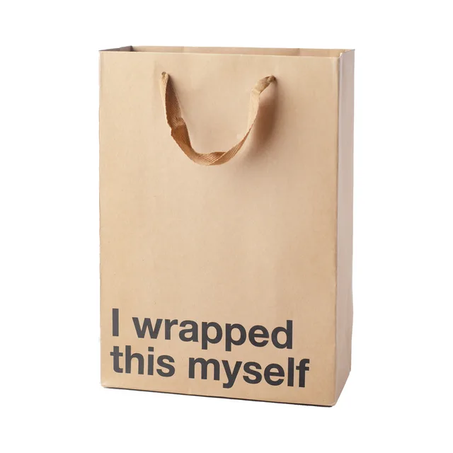 tan kraft gift bag reading I wrapped this myself