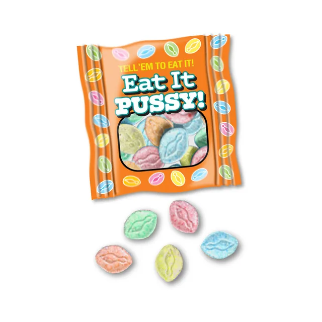 Eat It Pussy five-piece bag with assorted pastel candies