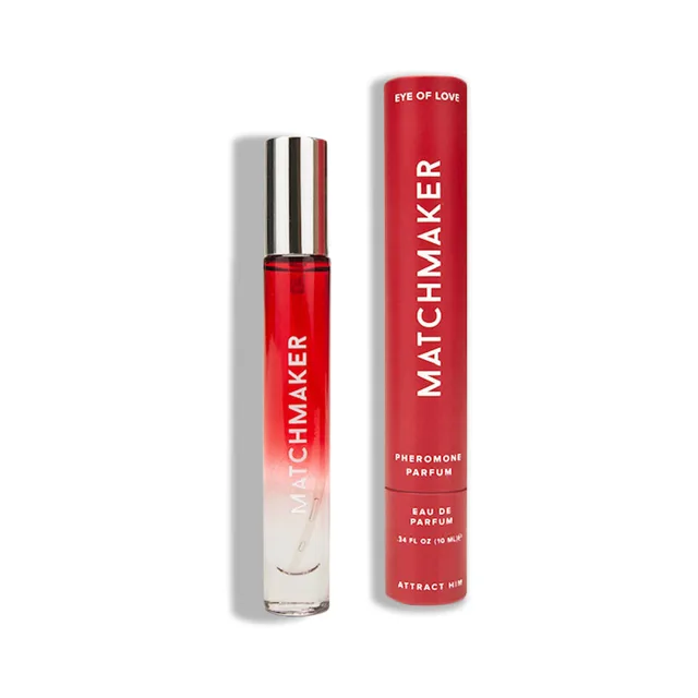 Attract Him 10 ml red roll-on with silver cap beside red carton