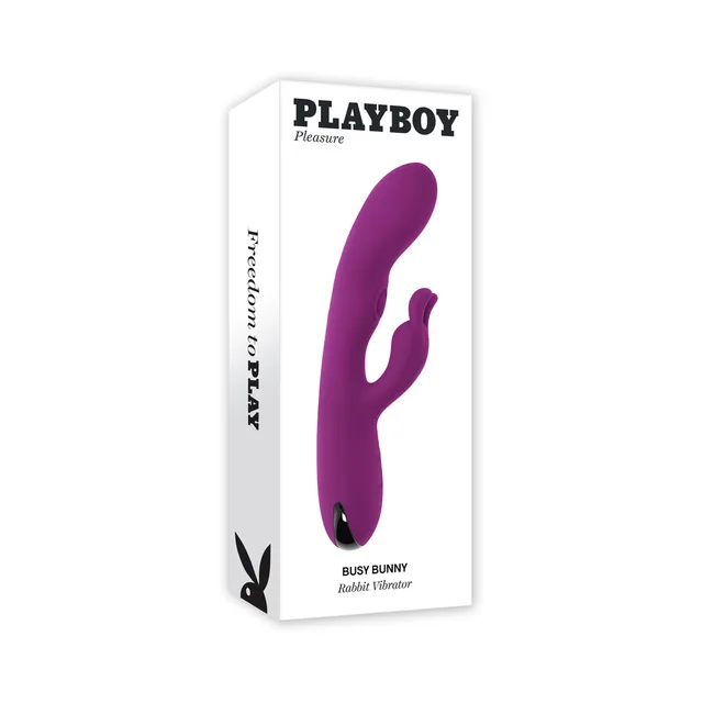 Playboy Busy Bunny Wild Aster purple dual stimulator in tall white retail box