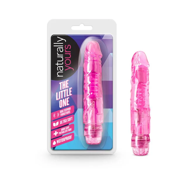 Naturally Yours Little One Pink vibrator beside retail package