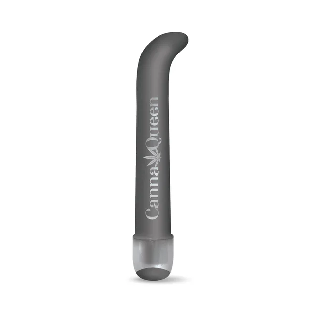 Front view of gray Canna Queen vibrator with curved tip