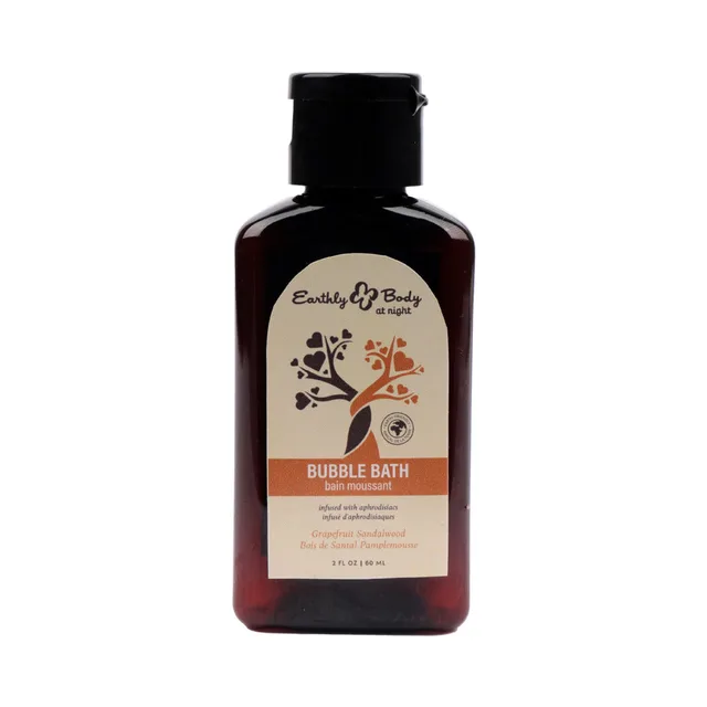 Front of Earthly Body grapefruit sandalwood bubble bath 2 oz bottle