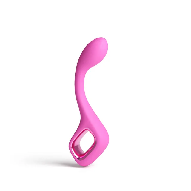 Side view of pink Lace vibrator with large handle opening