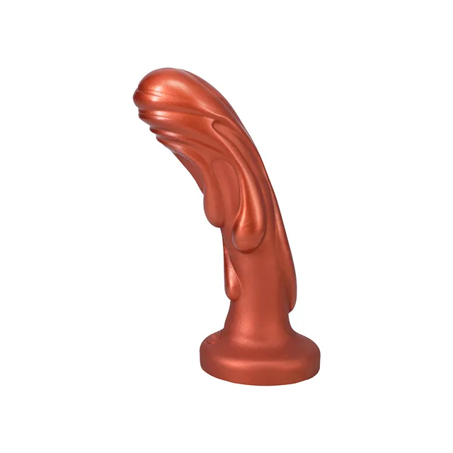 Tantus Magma copper textured silicone fantasy dildo angled textured shaft