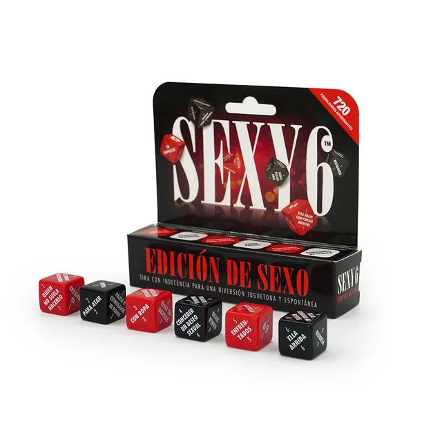 Spanish Sexy 6 Sex Edition display with red and black dice