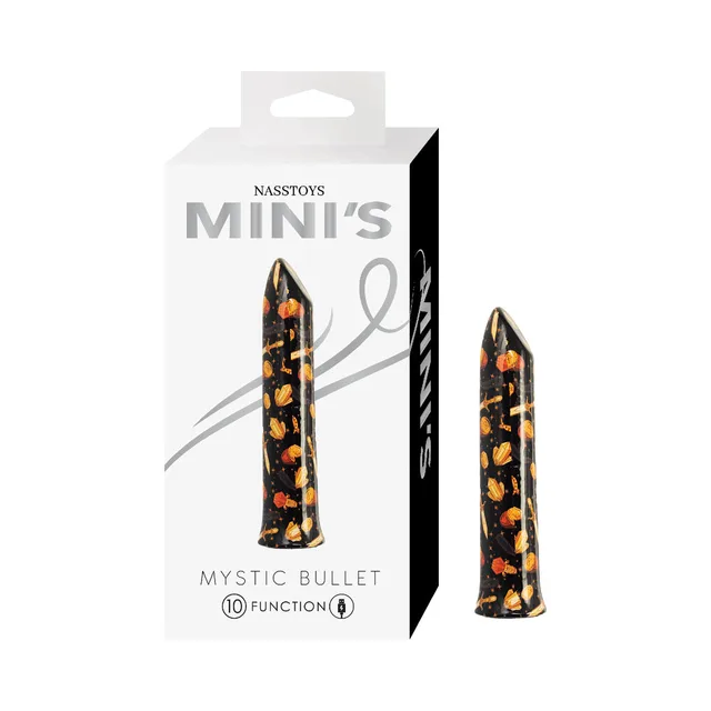 Black Nasstoys Mini's Mystic Bullet with orange pattern and box