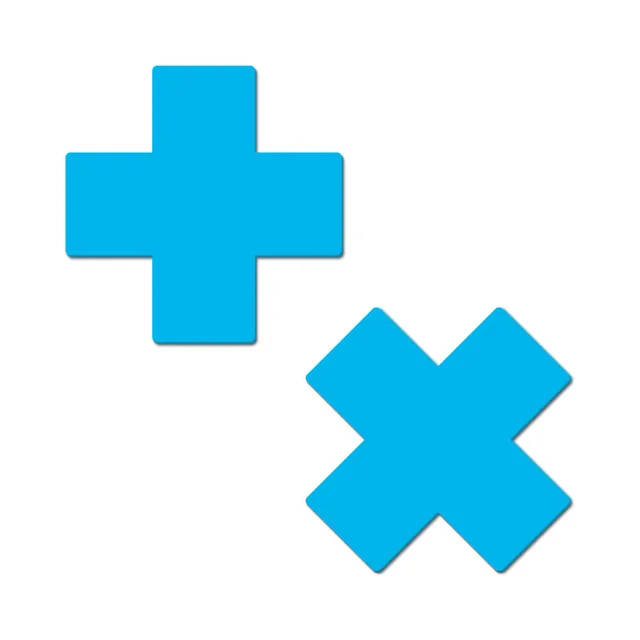 Pastease turquoise plus and X glow-in-the-dark vinyl pasties
