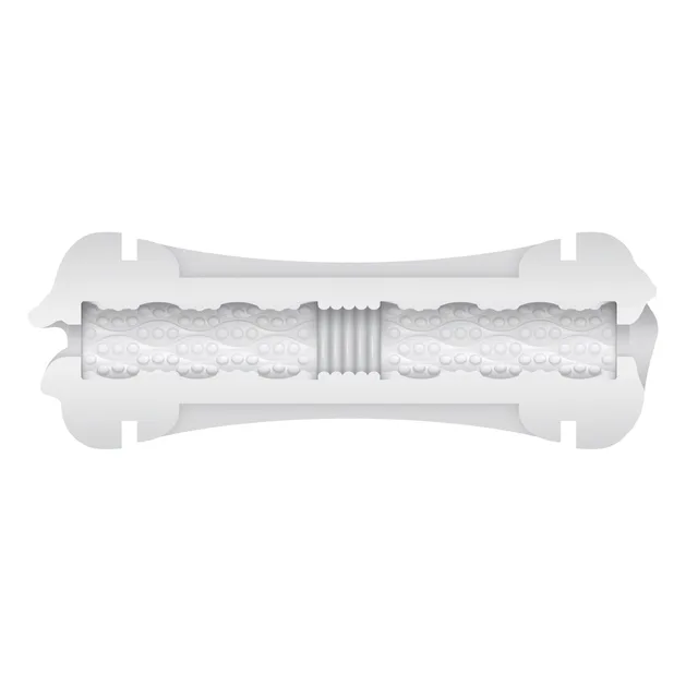 Cutaway view of textured double-ended stroker sleeve