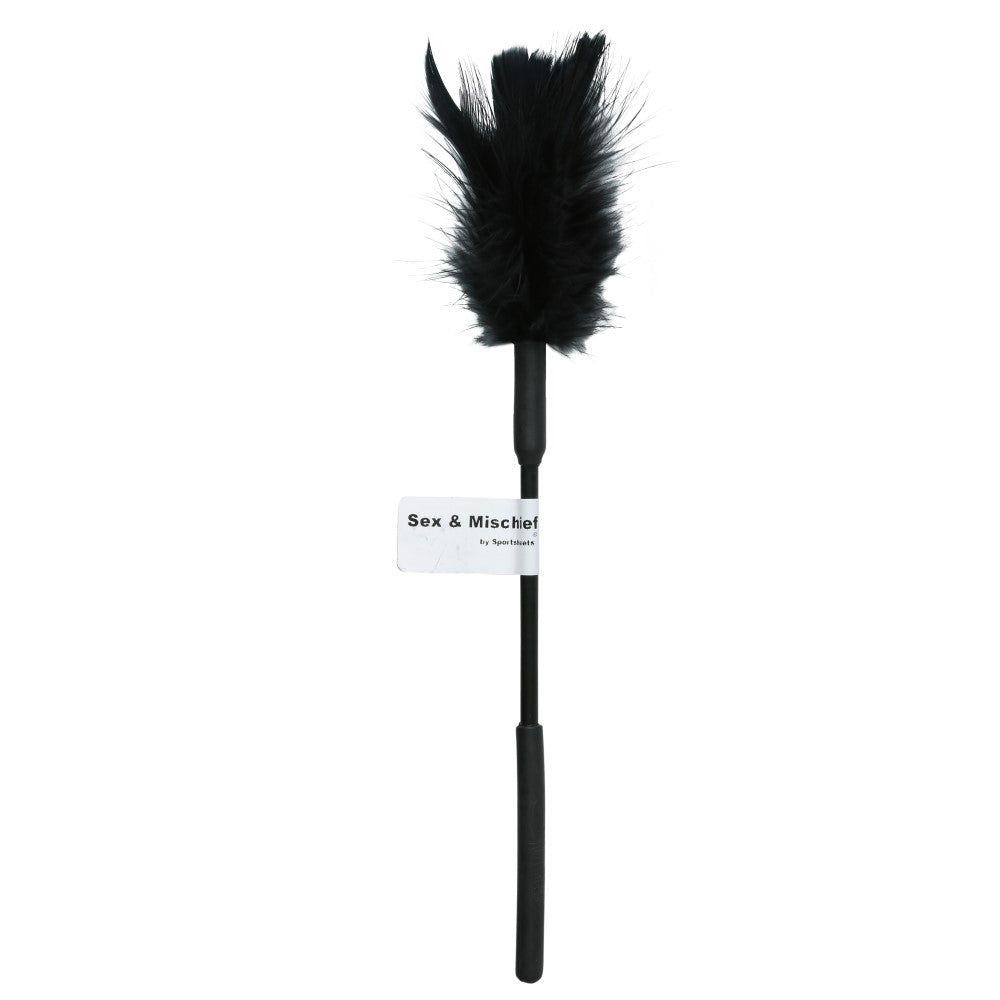 Sportsheets Sex & Mischief Feather Tickler Black Sex and Mischief Black Feather Tickler full black feather wand with grip handle