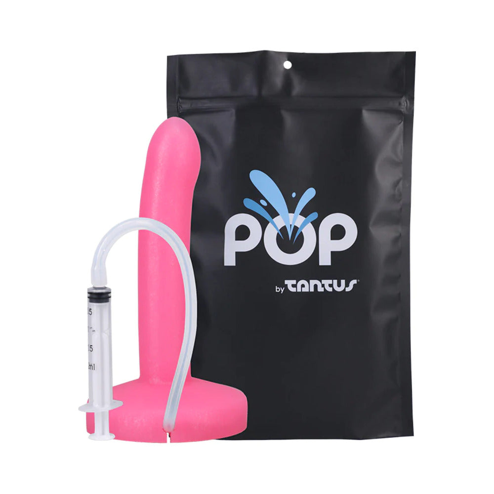 Tantus POP Slim Squirting Dildo Watermelon (Bag) Watermelon pink Tantus POP Slim kit with bag syringe and tube