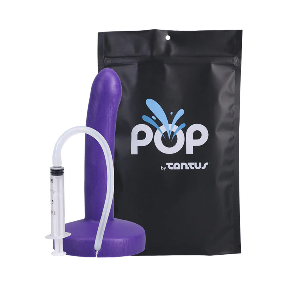 Tantus POP Slim Squirting Dildo Indiglow (Bag) Indiglow purple Tantus POP Slim kit with bag syringe and tube