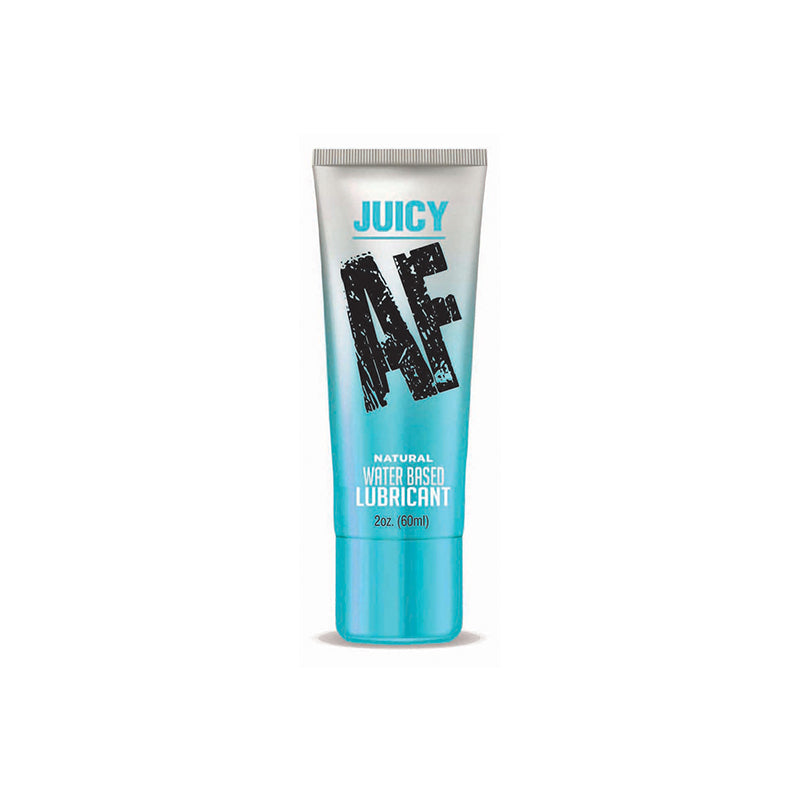 Juicy AF Water-Based Lubricant Natural 2 oz. Juicy AF Natural 2 oz compact silver and turquoise squeeze tube