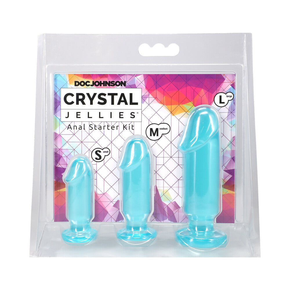 Crystal Jellies Anal Starter Kit Teal Crystal Jellies teal three-piece anal plug starter kit