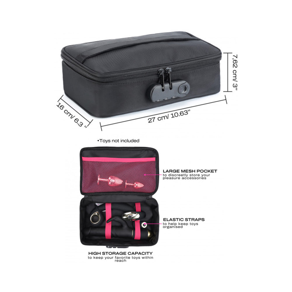 Dorcel Discreet Storage Box Dorcel black locking storage box with mesh pocket and elastic straps