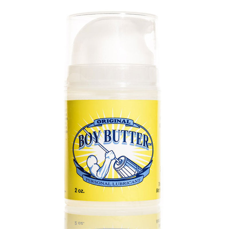 Boy Butter 2oz Pump Boy Butter Original 2 oz slim pump bottle with clear cap and yellow label