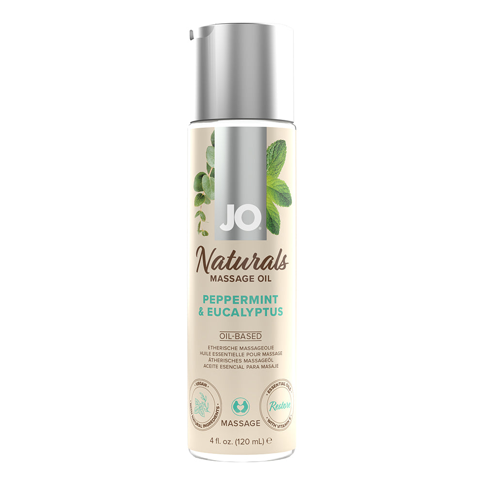 JO Naturals Massage Oil Peppermint & Eucalyptus 4 oz. System JO Naturals Peppermint and Eucalyptus 4 oz bottle