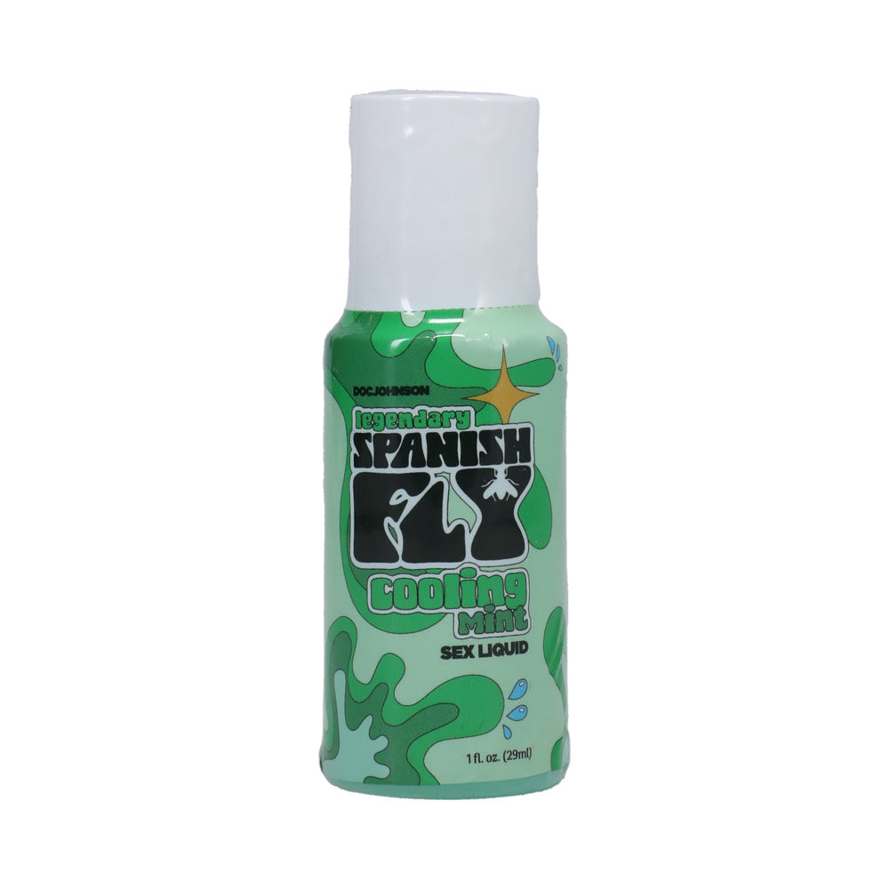 Spanish Fly Sex Liquid Cooling Mint 1 oz. Bulk teal 1 oz Spanish Fly Cooling Mint liquid bottle with white cap and green label