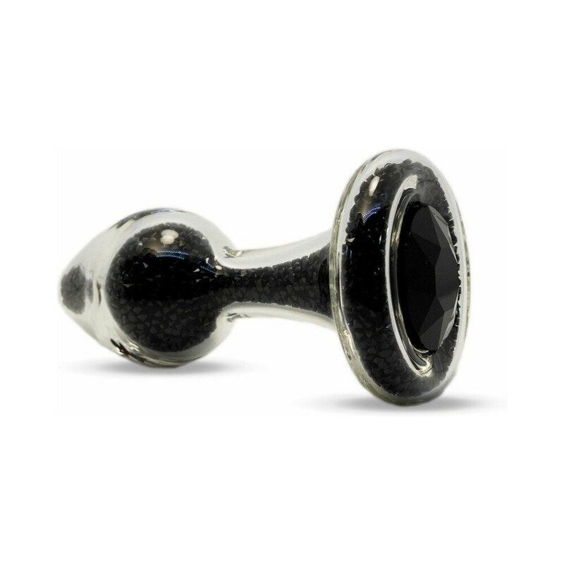 Crystal Delights Sparkle Plug Black black crystal-filled glass plug with matching black gem base
