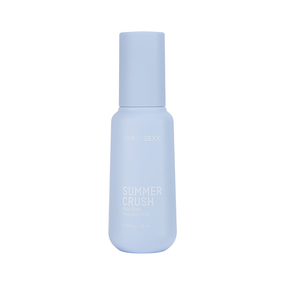 Simply Sexy Pheromone Hair + Body Mist Summer Crush 3.35 oz. Pale blue Simply Sexy Summer Crush mist bottle with matching cap