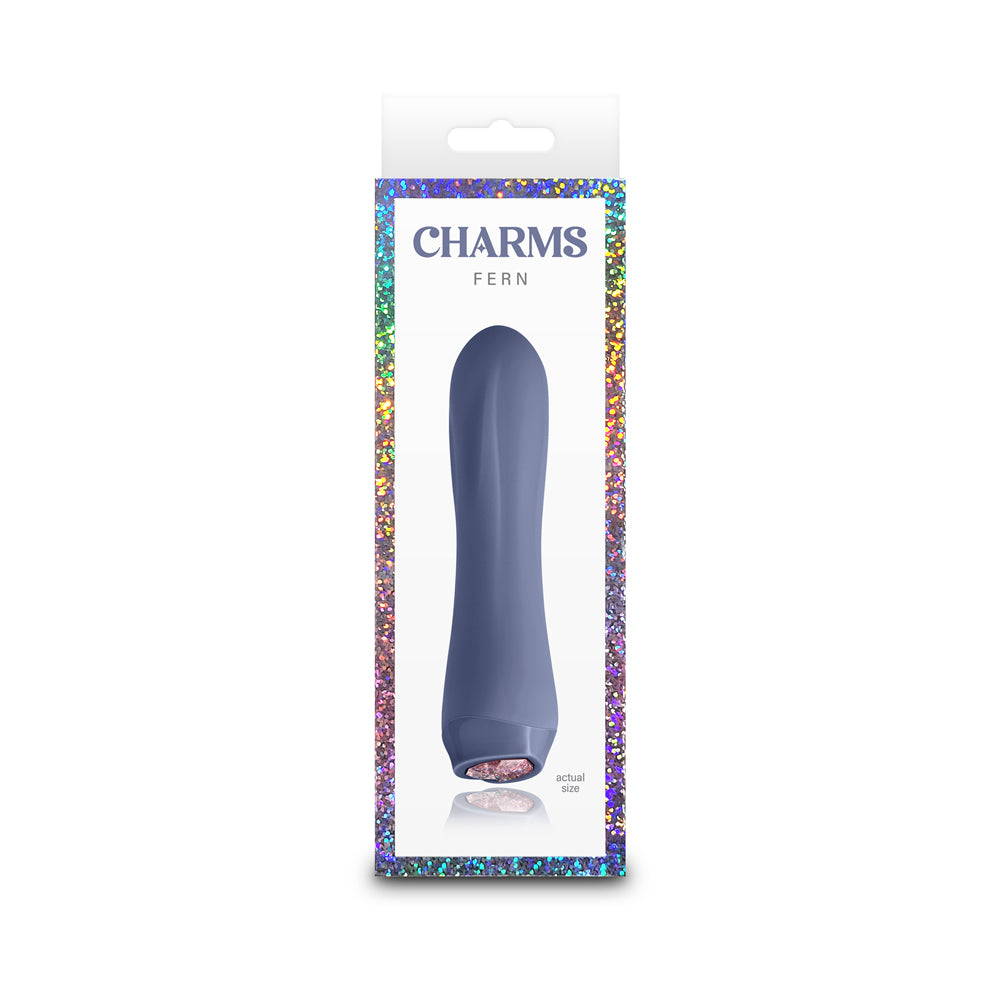 Charms Fern Gray gray Charms Fern slim vibrator pictured in holographic white box