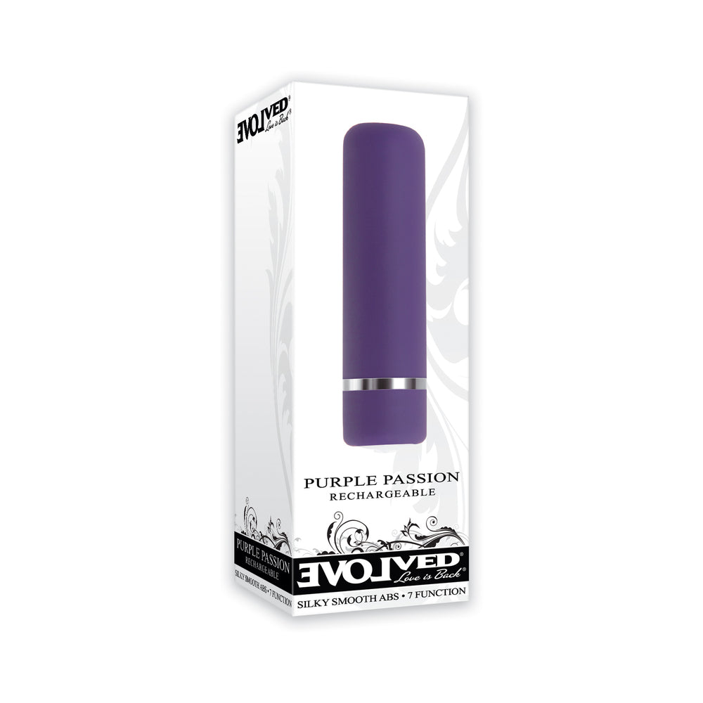 Evolved Purple Passion Rechargeable Petite Bullet Vibrator Evolved Purple Passion vibrator with white retail carton