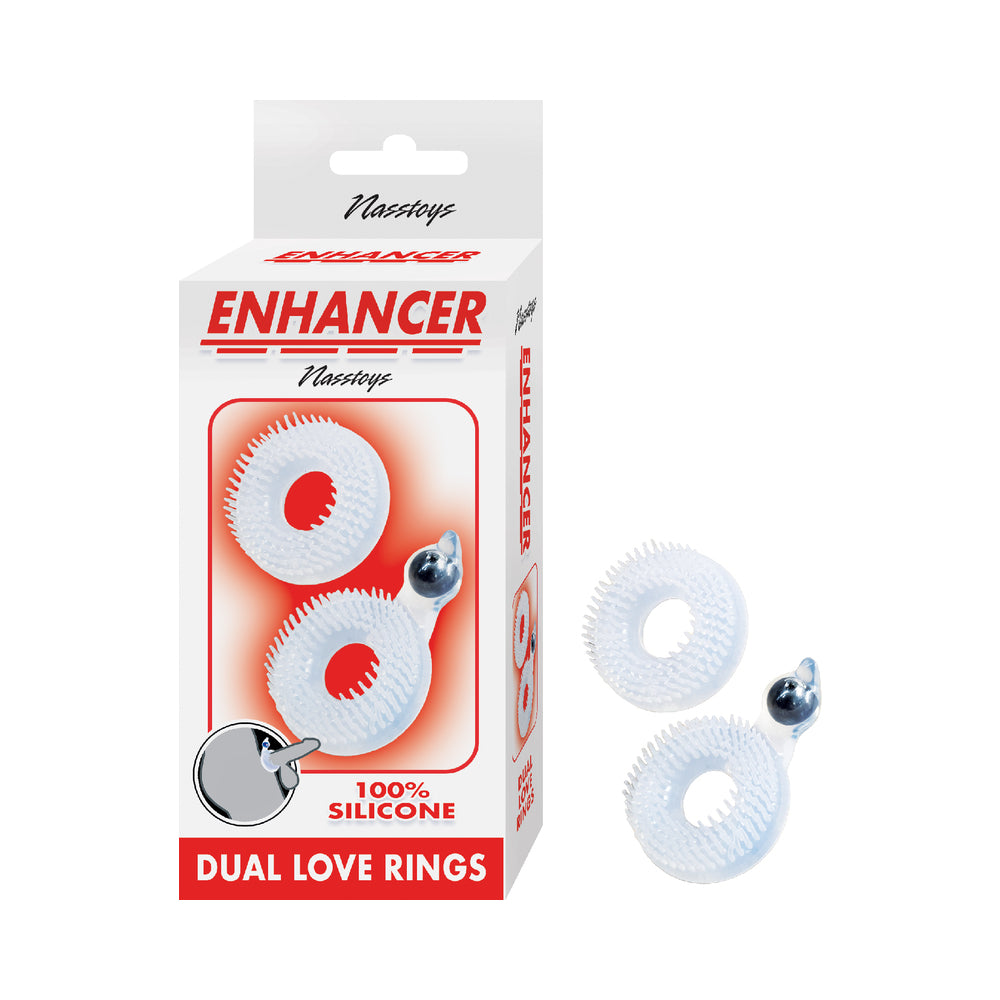 Enhancer Dual Love Rings Clear Nasstoys Enhancer two clear textured rings with silver component and box