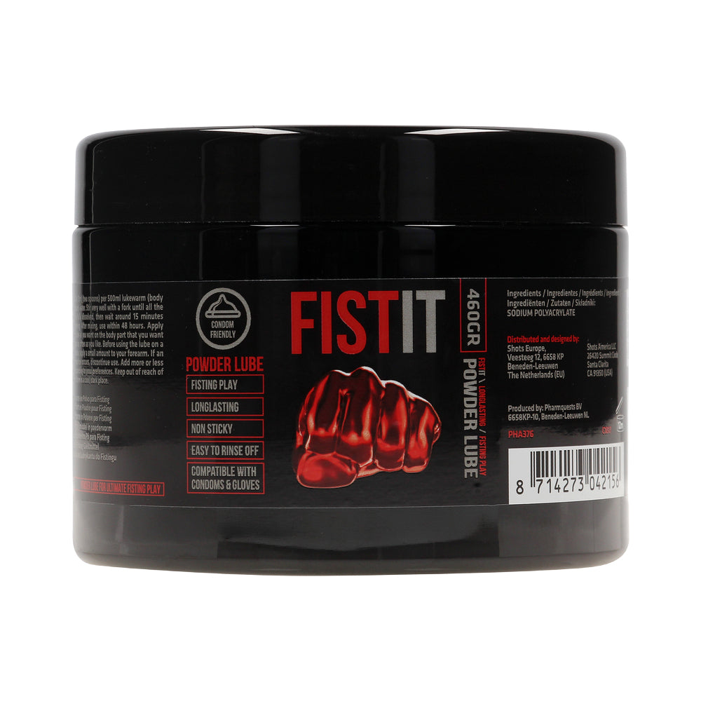 Fist It Powder Lube 16.2 oz. black 16.2 oz Fist It Powder Lube jar with red fist label