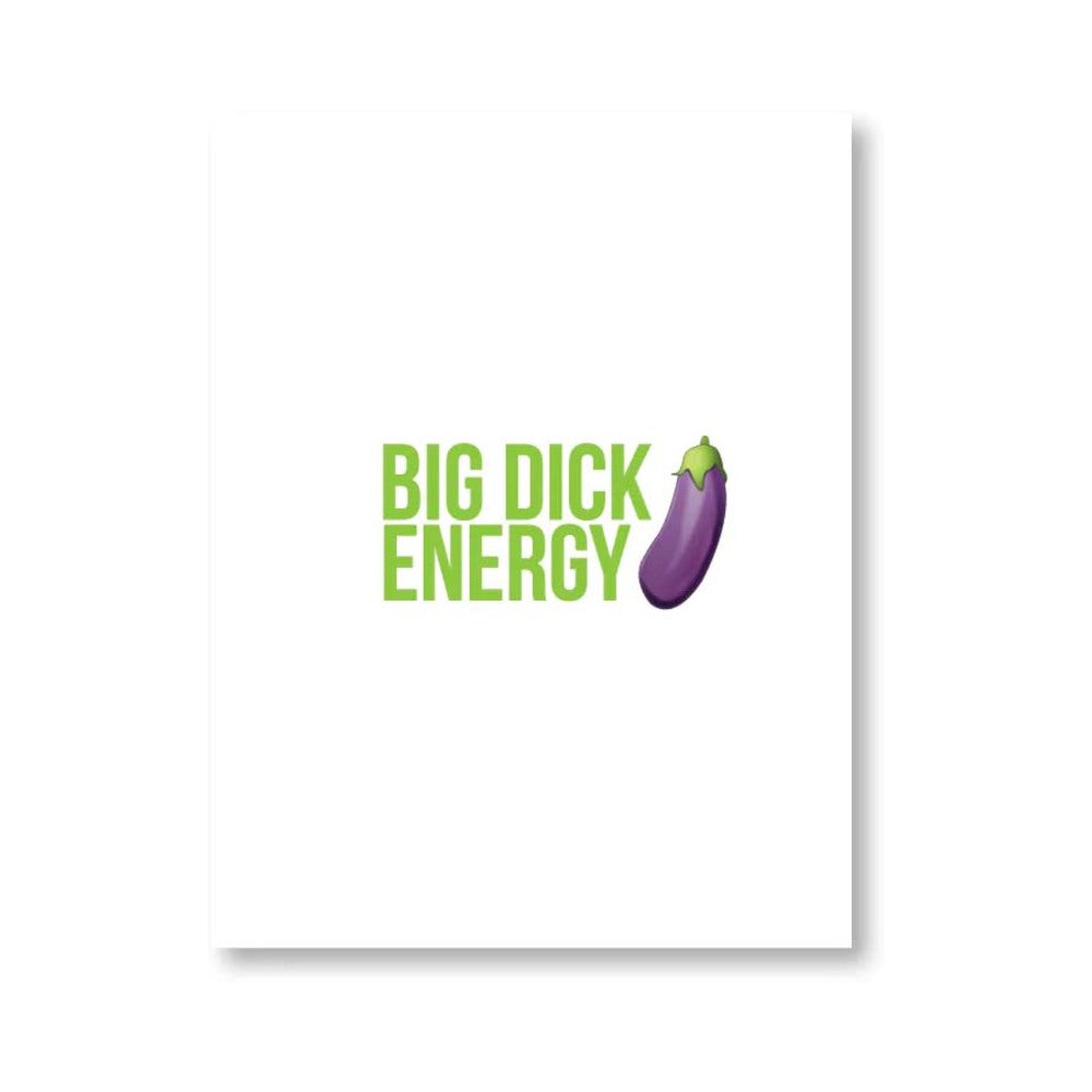 Big Dick Energy Naughty Kard white Big Dick Energy NaughtyKard with green lettering and purple eggplant icon