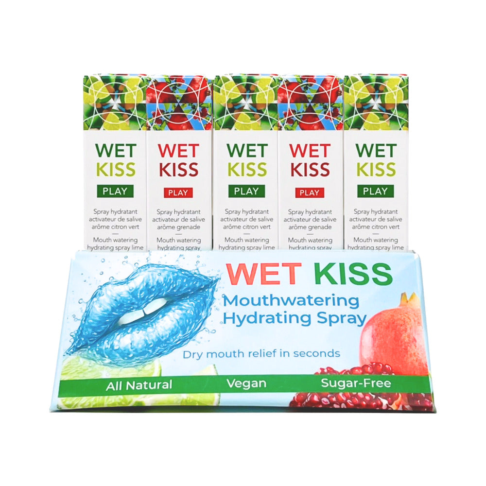 Exsens Wet Kiss POS Display (No Testers) 15ml Front view of Exsens Wet Kiss counter display with mixed colorful cartons