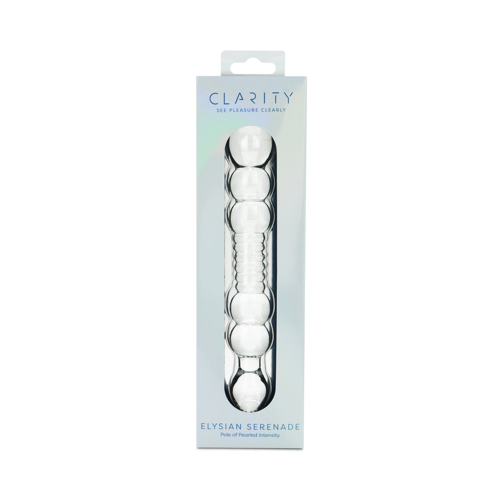 Clarity Elysian Serenade Glass Dildo Clarity Elysian Serenade clear segmented glass dildo in box