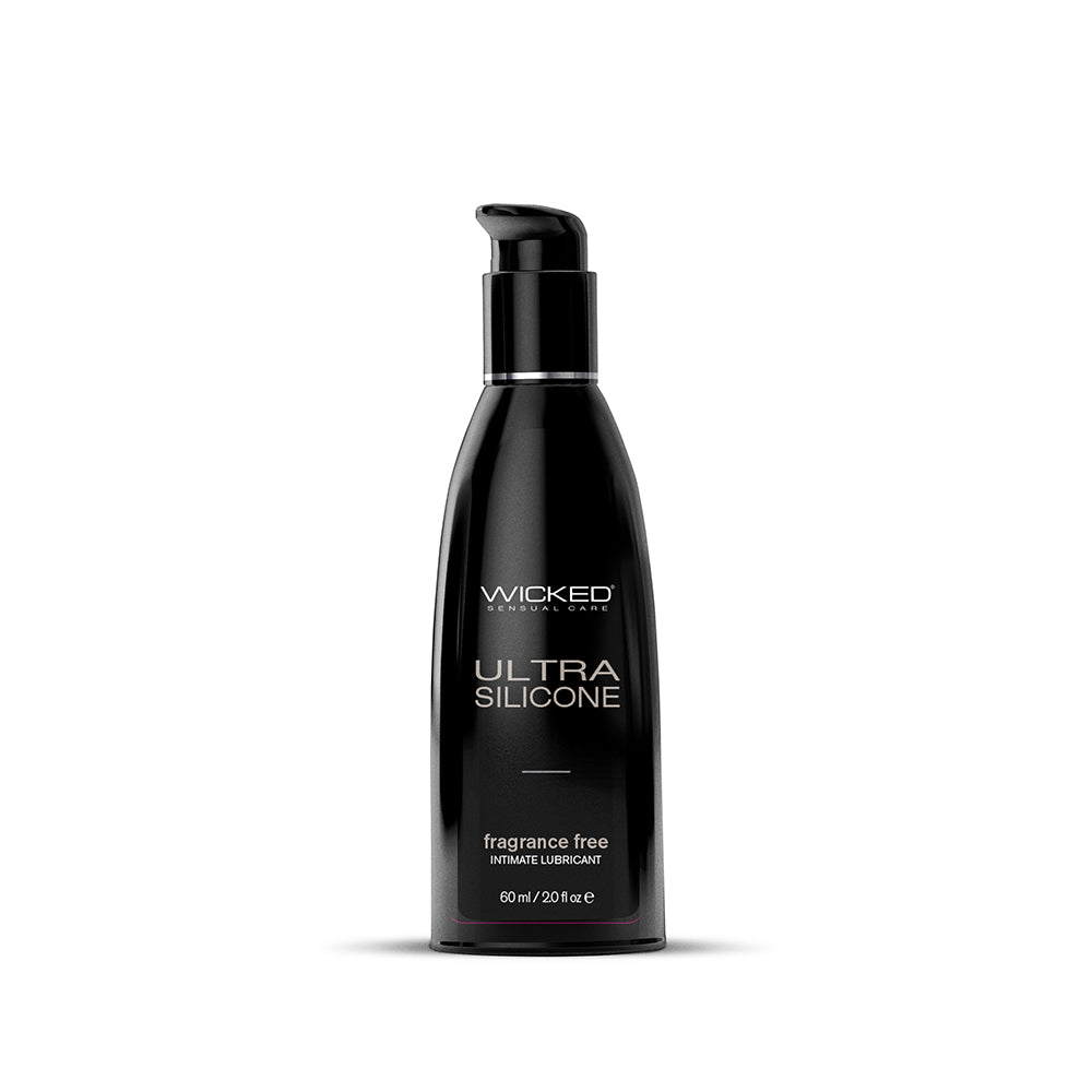 Wicked Ultra Silicone Lubricant 2 oz. Wicked Ultra Silicone 2 oz black pump bottle front