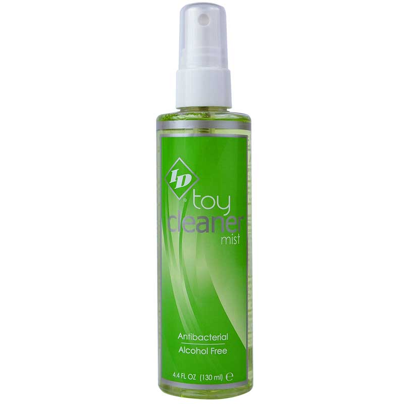 ID Toy Cleaner Mist 4.4oz. ID Toy Cleaner Mist 4.4 oz green transparent spray bottle with clear cap