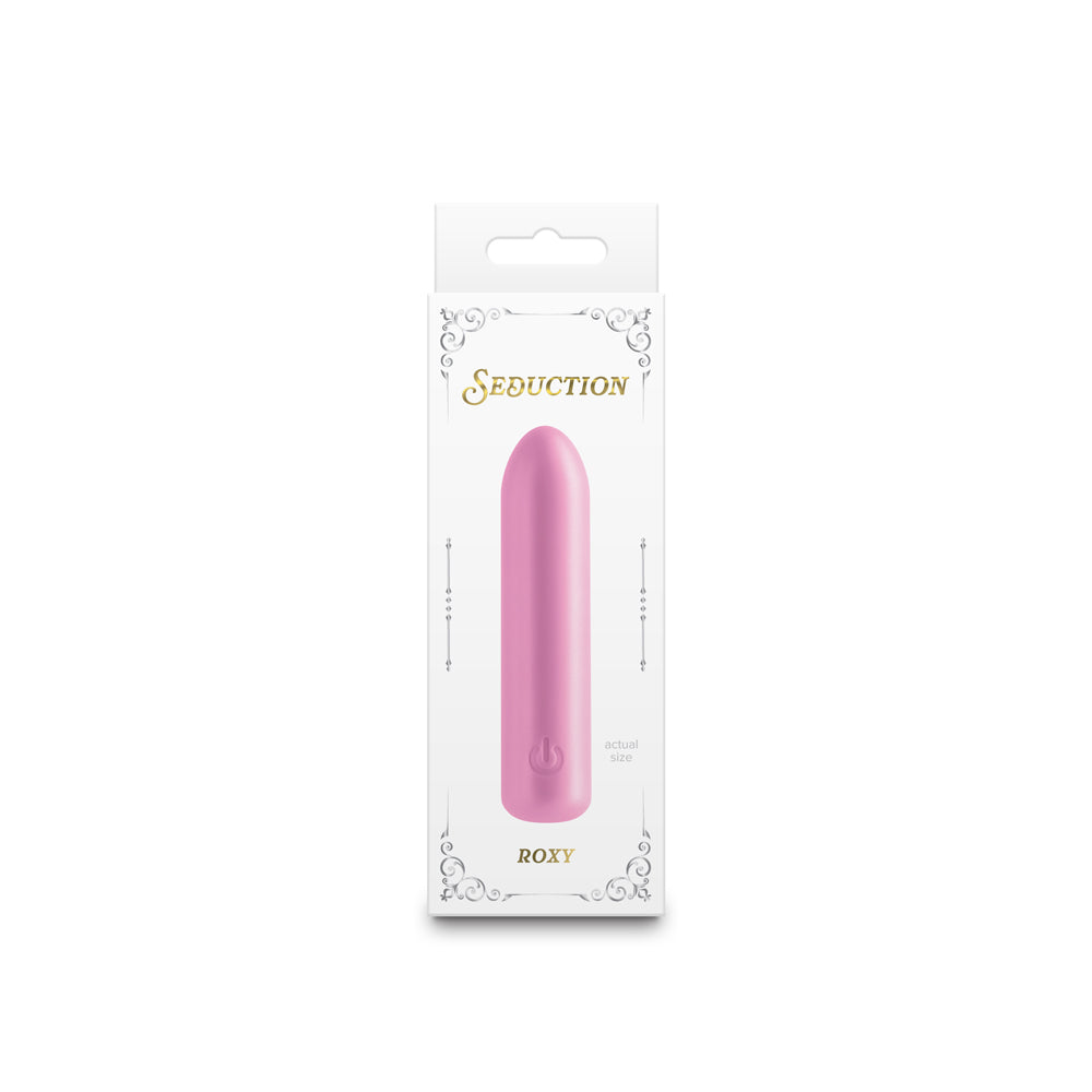 Seduction Roxy Metallic Pink metallic pink Seduction Roxy slim mini vibrator in white box
