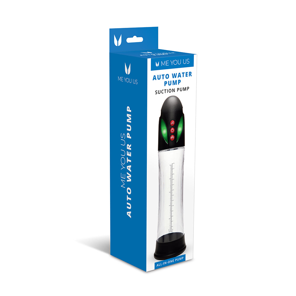 Me You Us Auto Water Pump Me You Us Auto Water Pump beside tall blue retail box