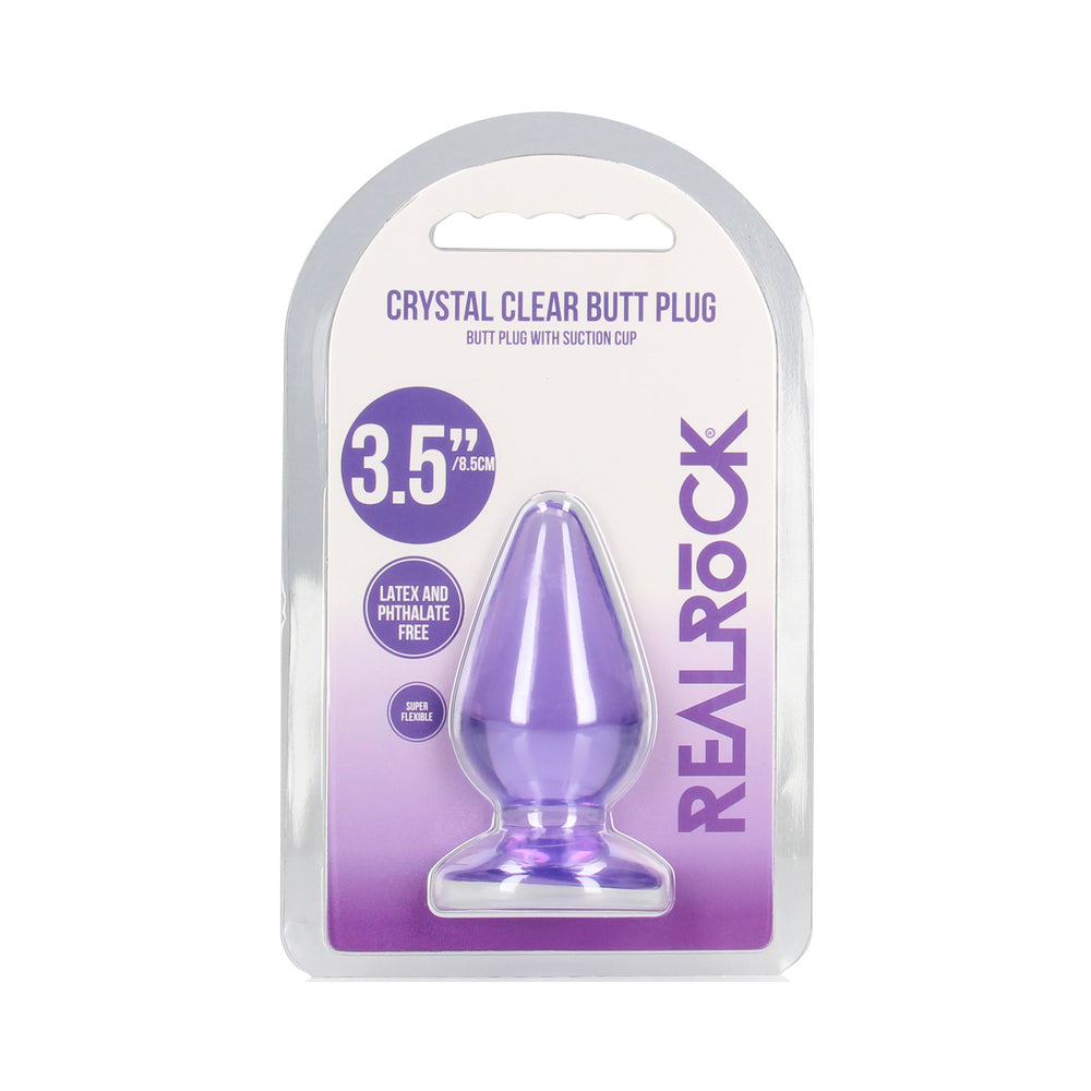 RealRock Crystal Clear 3.5 in. Anal Plug Purple RealRock light-purple 3.5-inch anal plug retail pack