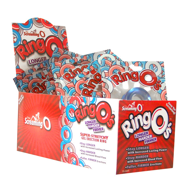 Screaming O Ring Os Counter Display (18) Printed Screaming O RingO counter tray filled with assorted boxed rings