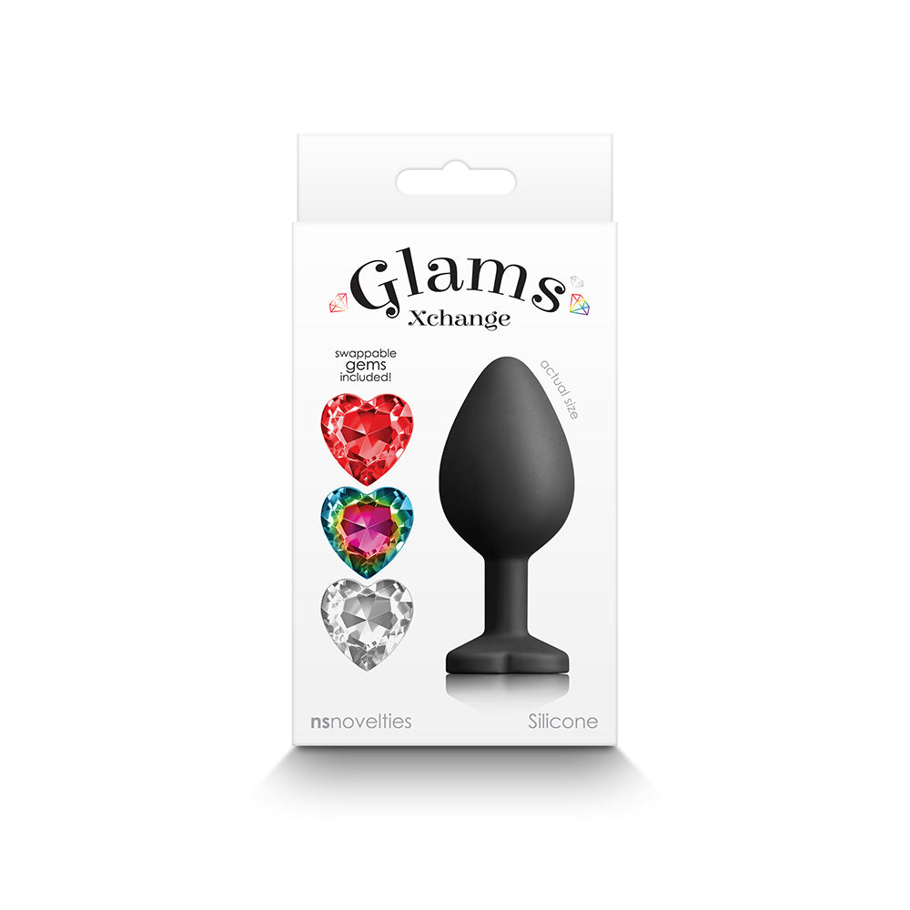 Glams Xchange Heart Anal Plug Medium Glams Xchange medium heart plug in white retail box