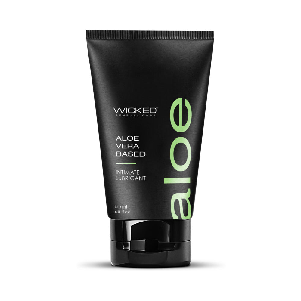 Wicked Aloe Vera Based Lubricant 4 oz. Black 4 oz tube of Wicked Aloe Vera water-based personal lubricant