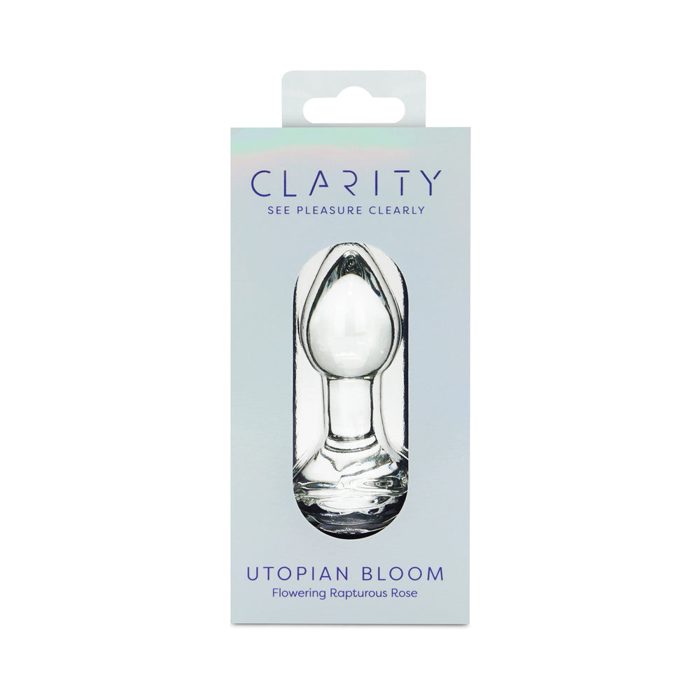 Clarity Utopian Bloom Glass Plug Clarity Utopian Bloom clear rounded glass plug in pale box