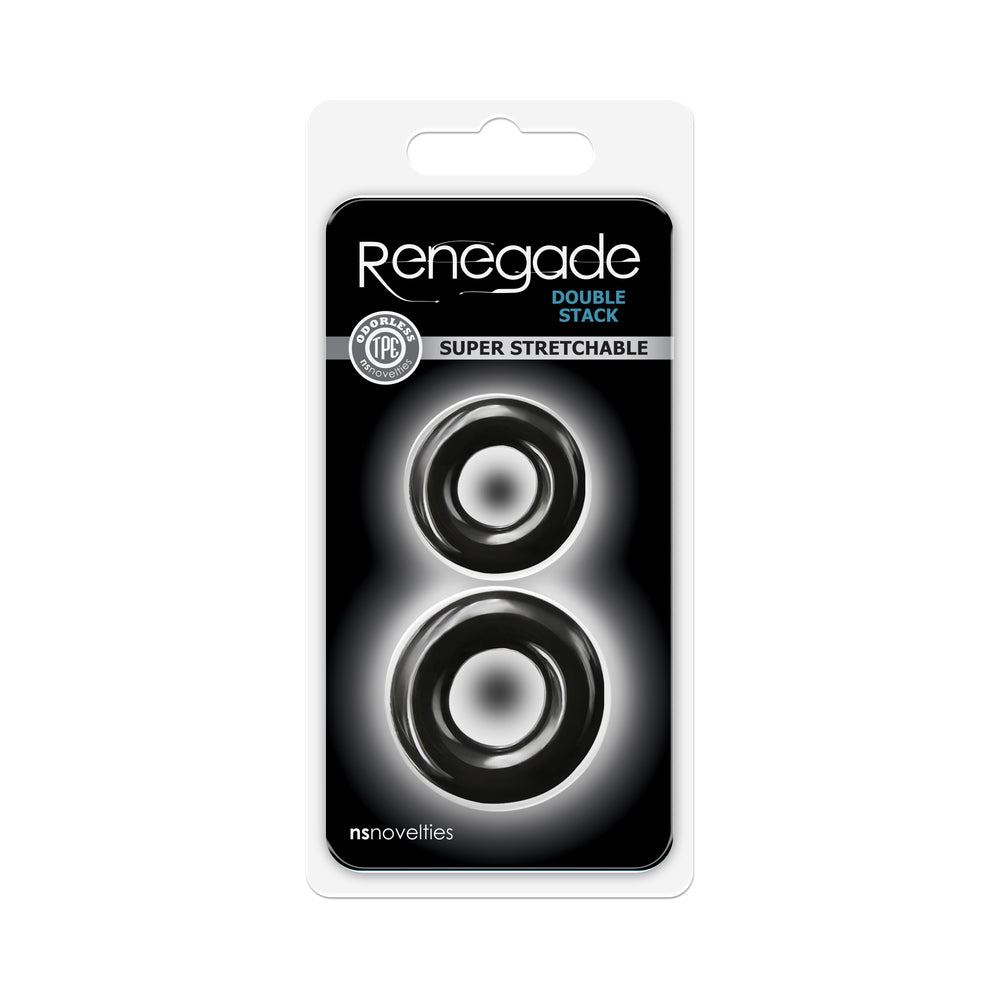 Renegade Double Stack Cock Rings 2-Pack Black Renegade Double Stack Cock Rings 2-Pack Black