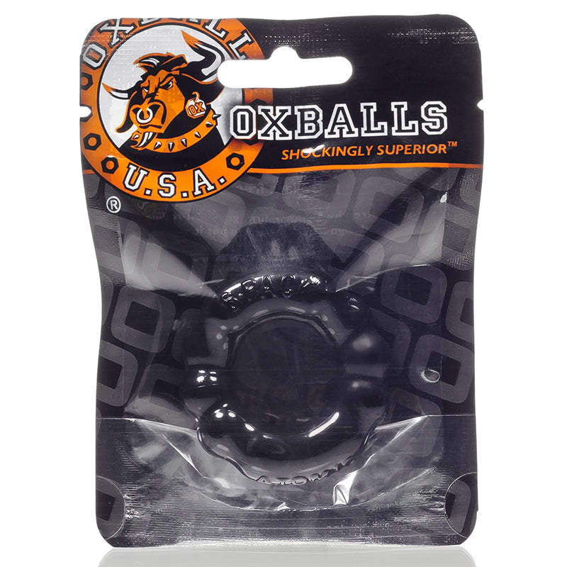 OxBalls 6-Pack, Cockring, Black OxBalls 6-Pack Black Textured Ring in foil package